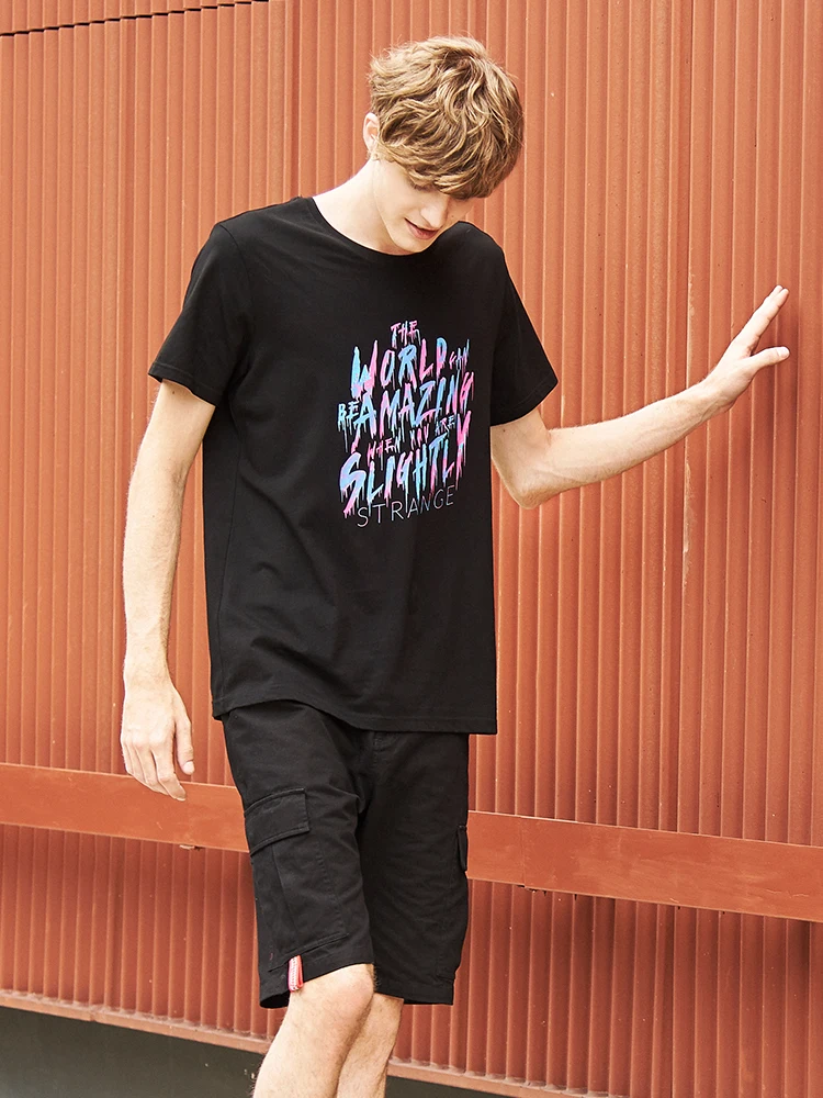Pioneer Camp Summer Men T Shirt Solid Color and funny Print Male Casual Tshirt short sleeveT-shirt ADT902155 | Мужская одежда