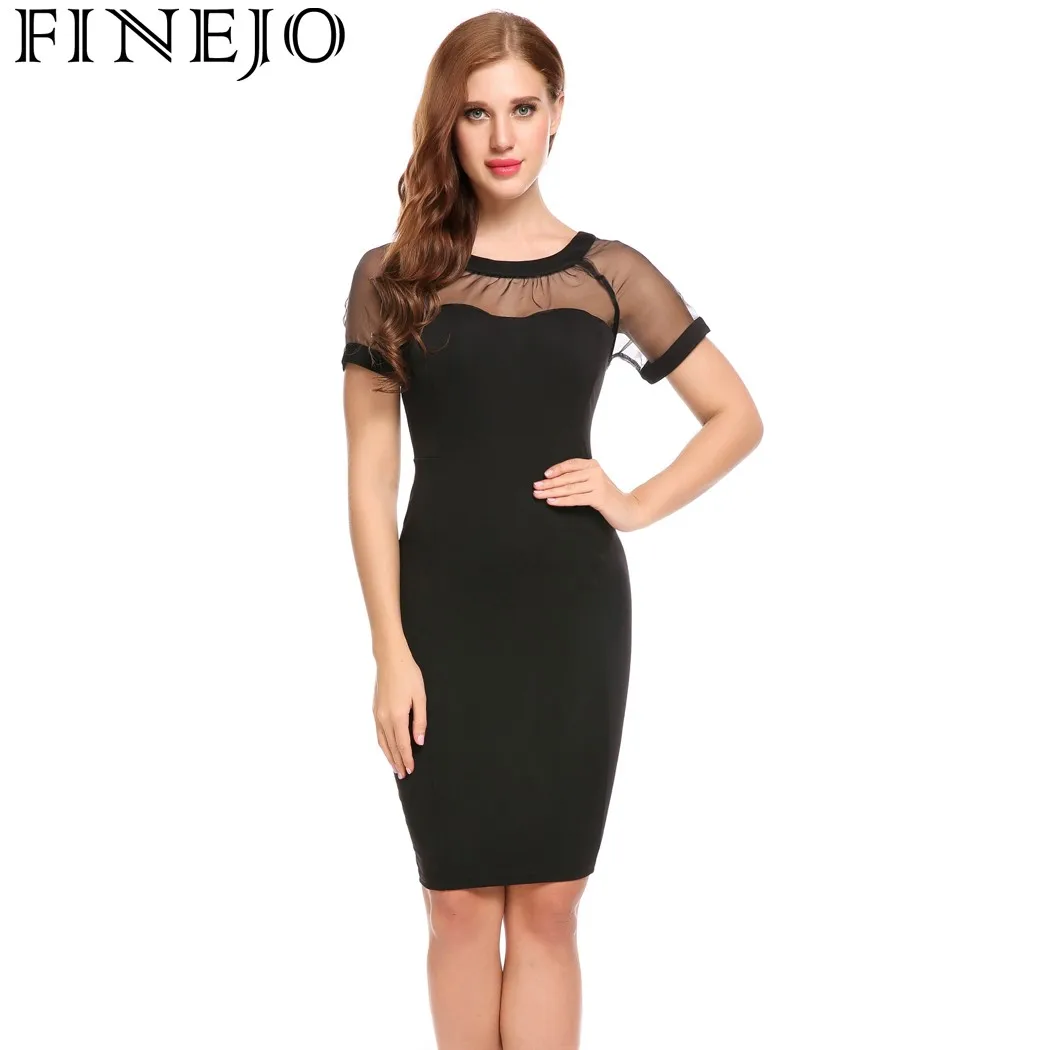 FINEJO летнее платье карандаш для вечеринок облегающее женское с короткими
