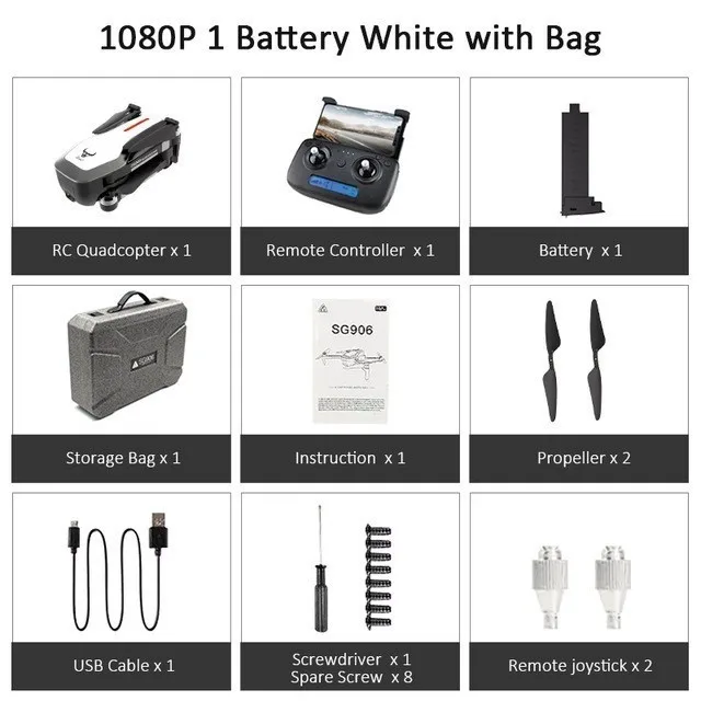 SG906 мини Дрон gps 5G wifi FPV RC Дрон 4K бесщеточный селфи Дрон с камерой HD Квадрокоптер складной Дрон VS F11 CG033 H117S - Цвет: 1080P-White-1Battery