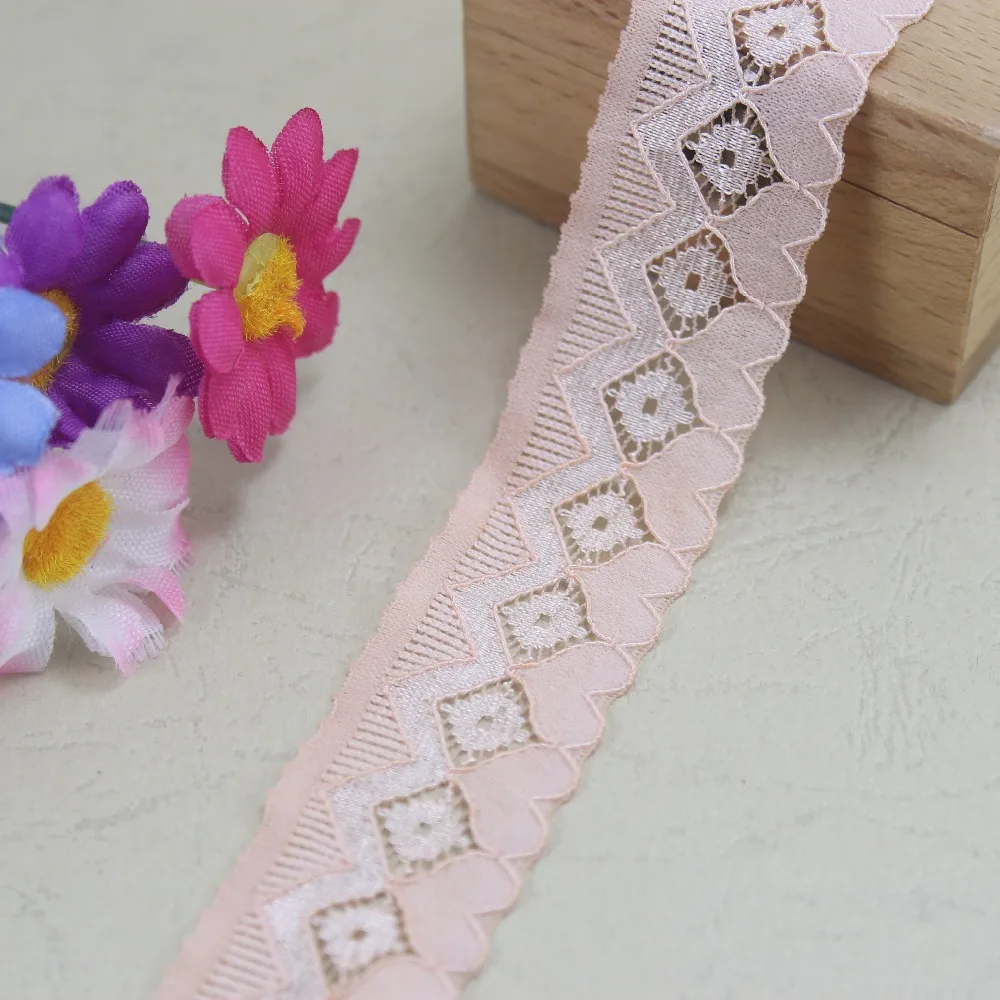 Эластичная растягивающаяся кружевная отделка 5 ярдов/Лот мясо оранжевое сердце