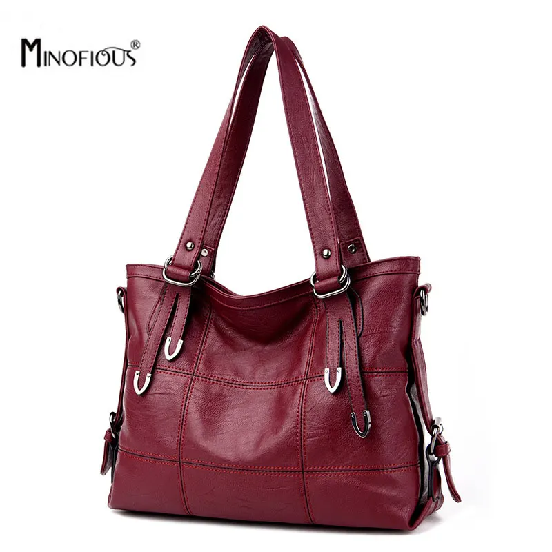 MINOFIOUS Новое поступление Женская кожаная сумка повседневная Bolsas Femininas через плечо