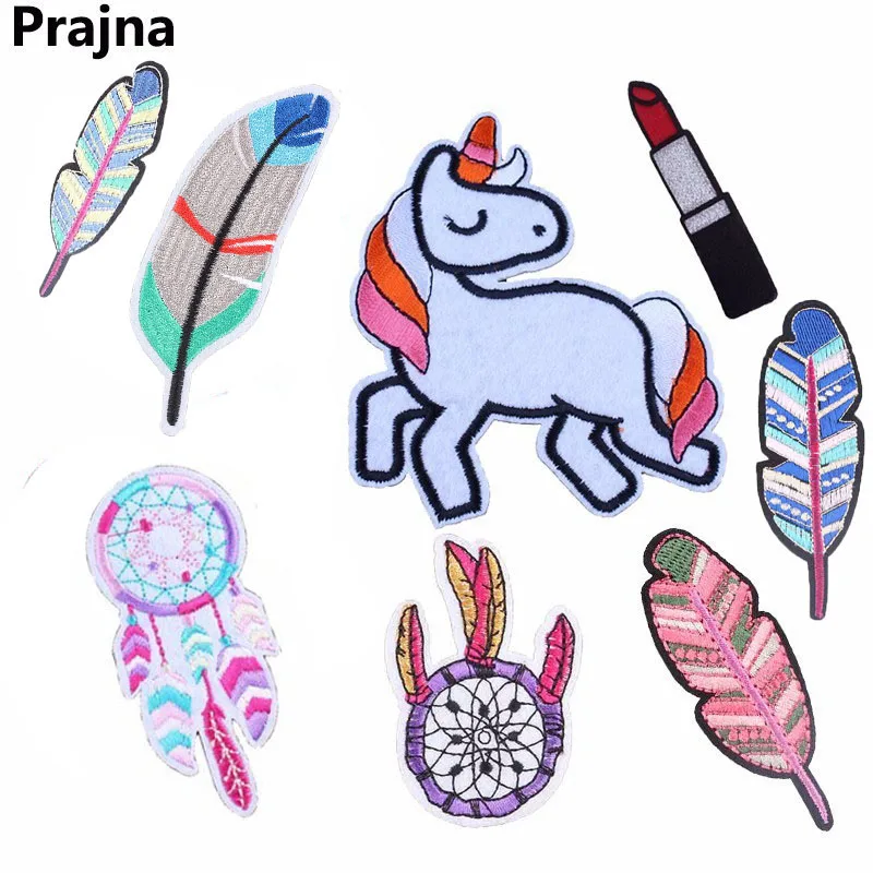 Prajna с единорогом крылья патч индийский Ловец снов перо в мультипликационном