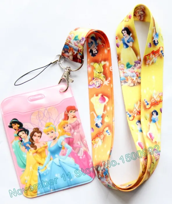 Новинка 1 шт. мультяшный шнурок для бейджа с изображением принцесс ID значок