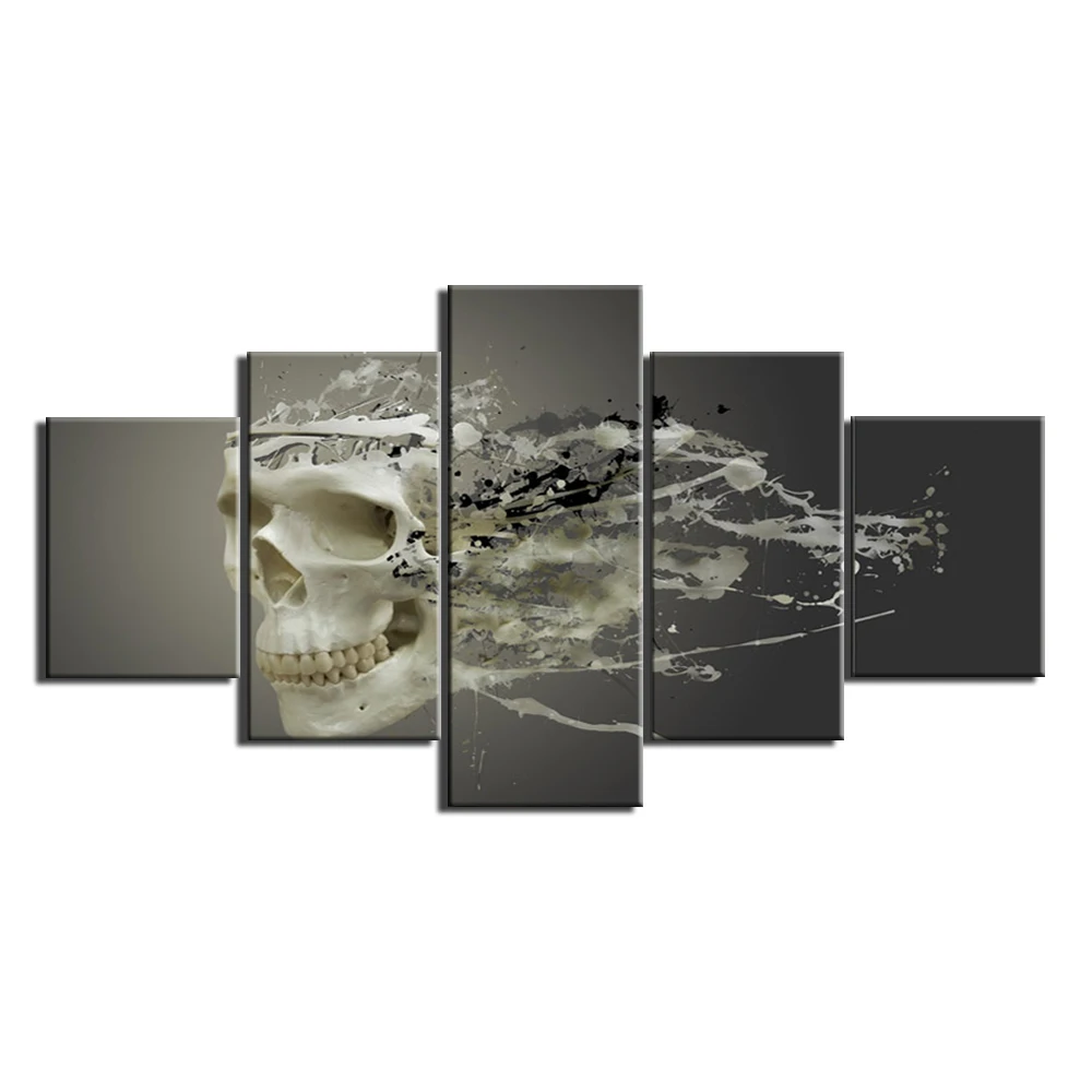 Картина на холсте искусство стену HD принты 5 шт. Череп ужасы плакаты настенные