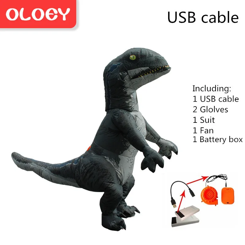 Надувной костюм Oloey для взрослых и детей, костюм динозавра T REX, карнавальный костюм с героями мультфильмов, маскарадный костюм, талисман Пурим, комбинезон# TRex002 - Цвет: Rex022ARaptor
