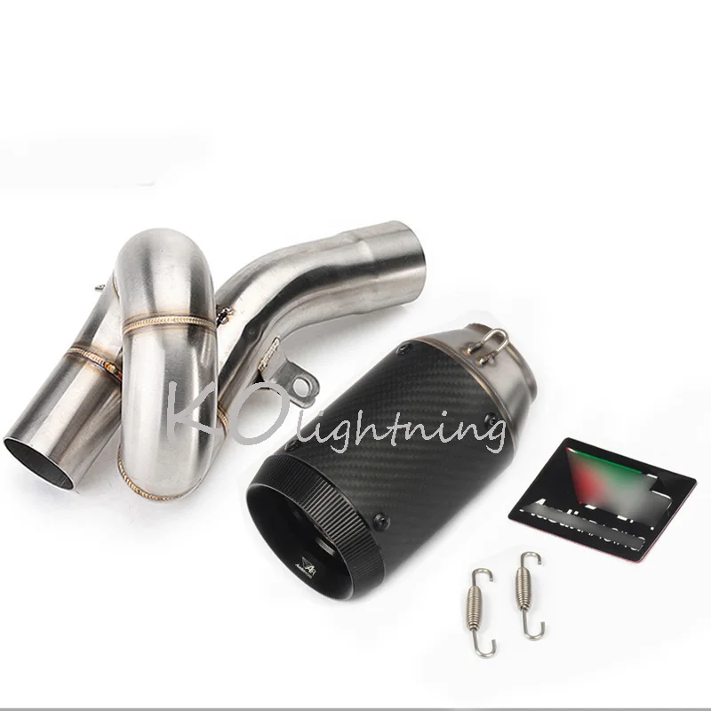 D Глушитель выхлопной трубы мотоцикла наконечник из углеродного волокна Escape Mid Link Pipe Slip on для Kawasaki Ninja ZX6R ZX636 2009 - Цвет: D