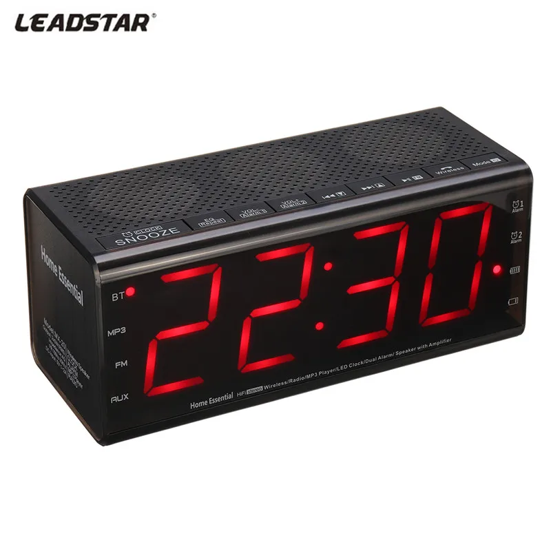 LEADSTAR bluetooth динамик портативный беспроводной стерео будильник для Iphone Huawei TF FM