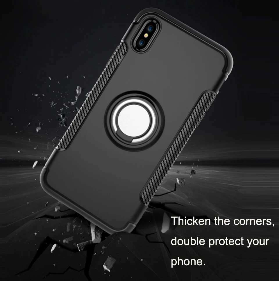 Чехол для телефона с перстнем и подставкой Apple iphone XS MAX X 8 7 Plus ПК ТПУ деловой