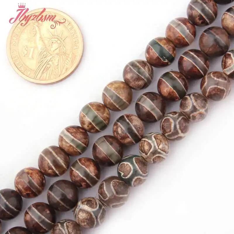 Круглые Гладкие бусины 10 мм в полоску из старого агата и драгоценного камня для
