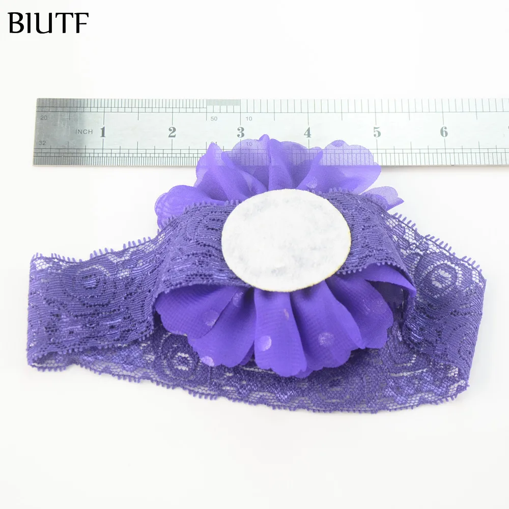 10 шт./лот розничная продажа эластичная Кружевная повязка на голову с золотистым