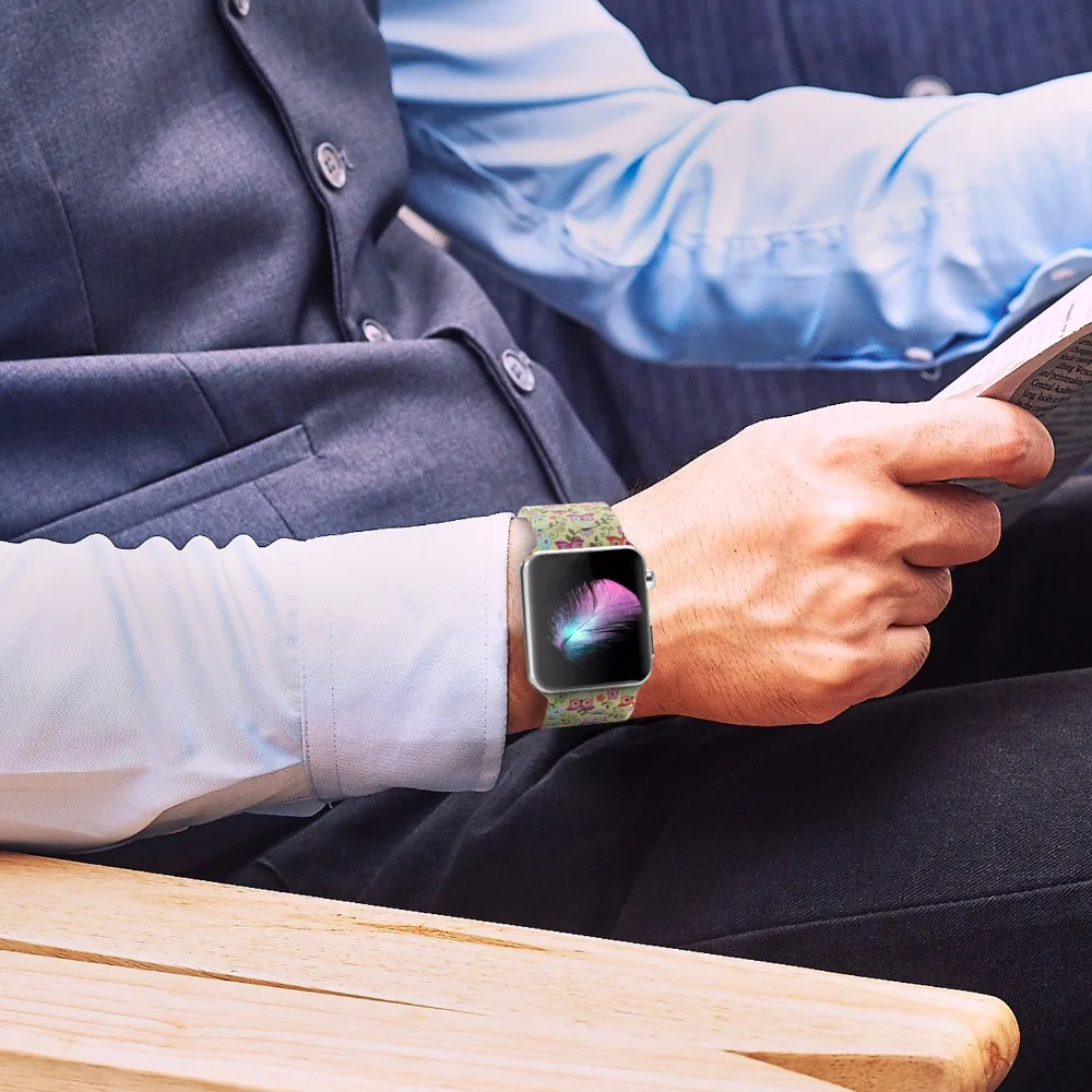 Ремешок для наручных часов Apple Watch Series 5/4/3/2/1, с мультипликационным принтом «сделай сам» замена силиконовый спортивный ремешок на запястье с ремешком для наручных часов iwatch 38 мм 42 мм