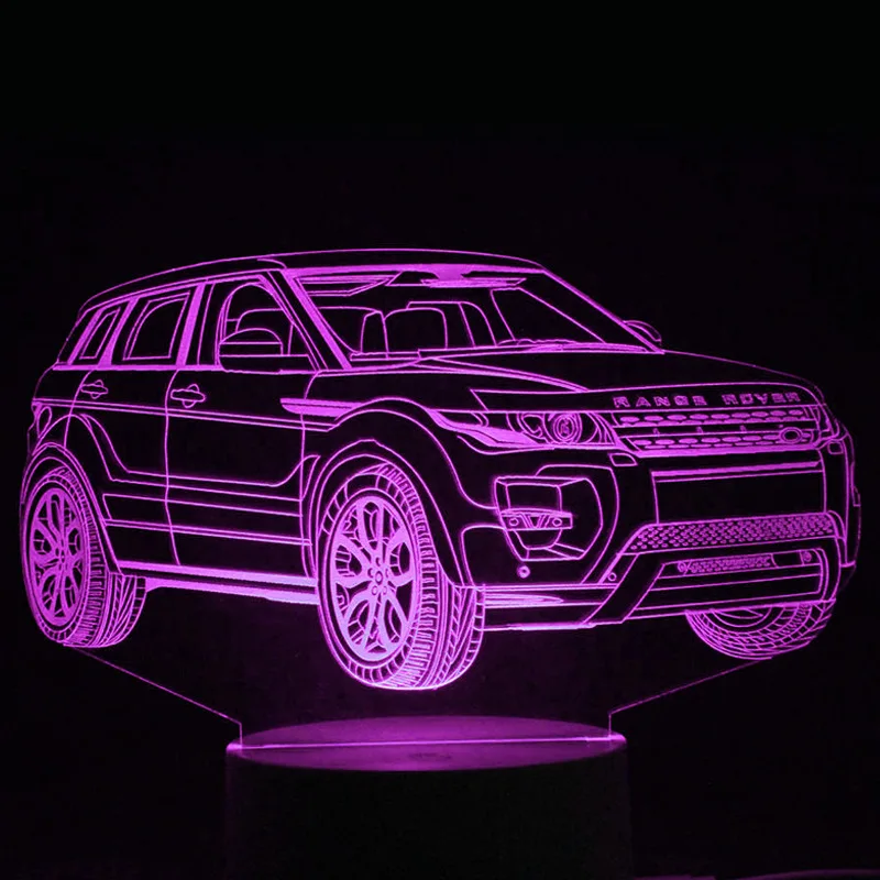 Креативный 3D ночник, очень яркий Автомобильный светодиодный USB Настольный светильник, 7 цветов, меняющий 3d светильник, новинка, светодиодный ночник, декор для гостиной