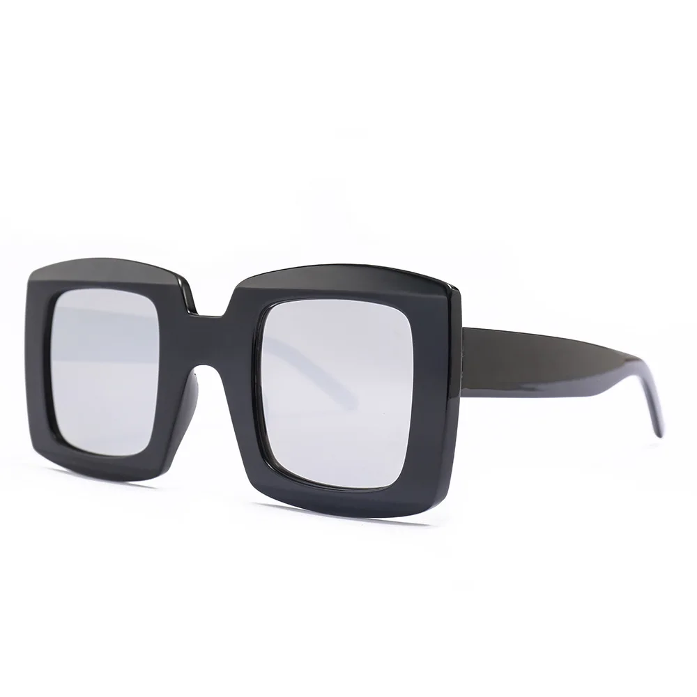 black silver MINCL зеленые красные большие солнцезащитные очки больших размеров женские ретро солнцезащитные очки UV400 Модные брендовые дизайнерские винтажные трендовые оттенки NX - Цвет линз: black silver