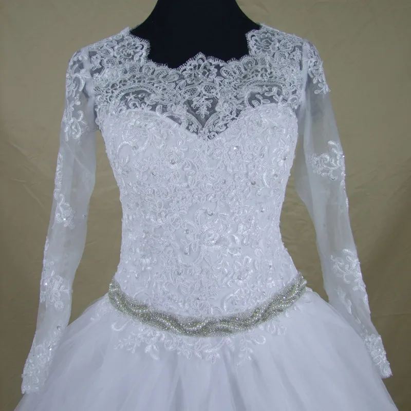 QQ Lover 2019 Hot Sale Sweet Angel Beaded A Line Long Sleeve Lace Wedding Dress Vestido De Noiva Robe Mariage Bride | Свадьбы и