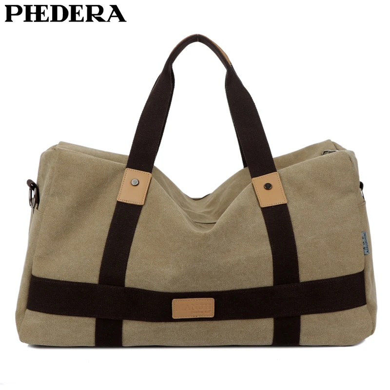 PHEDERA Large Capacity Canvas Travel Men Duffle Bags Outdoor Casual Male Handbag Coffee Black Men's Shoulder | Багаж и сумки