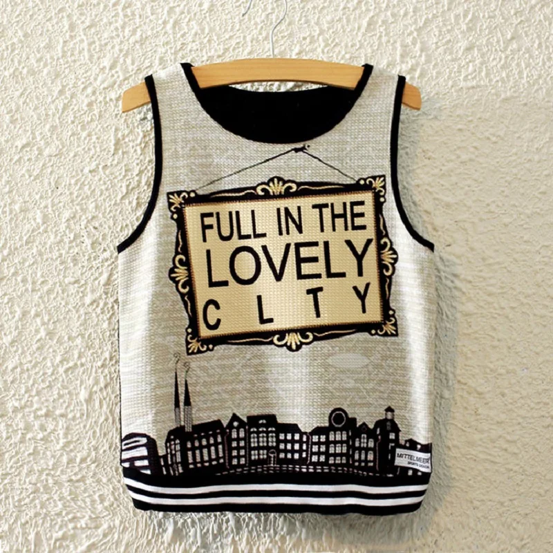 Новый Американский Стиль Женщины Топы Лето Рукавов Активность Жилет Панк Ночной