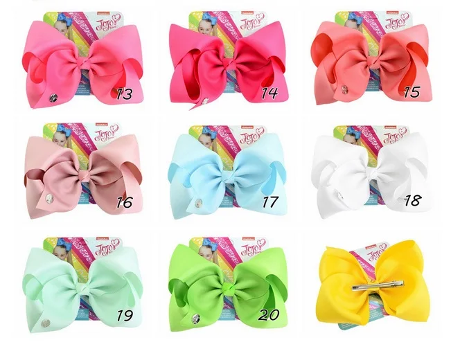 1 шт. 8 дюймов Большой Grosgrain бантик из тесьмы для волос шпилька девушка лук с клипсы со стразами ребенок бутик заколок для волос банты для волос, аксессуар A72