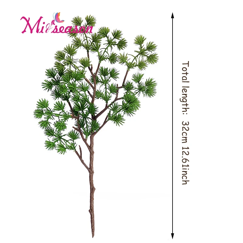 

32cm Short branch Artificial Flowers Pine Needles Fake plastic christmas Plant Leaves Garland Home Garden potted Wall Decoration