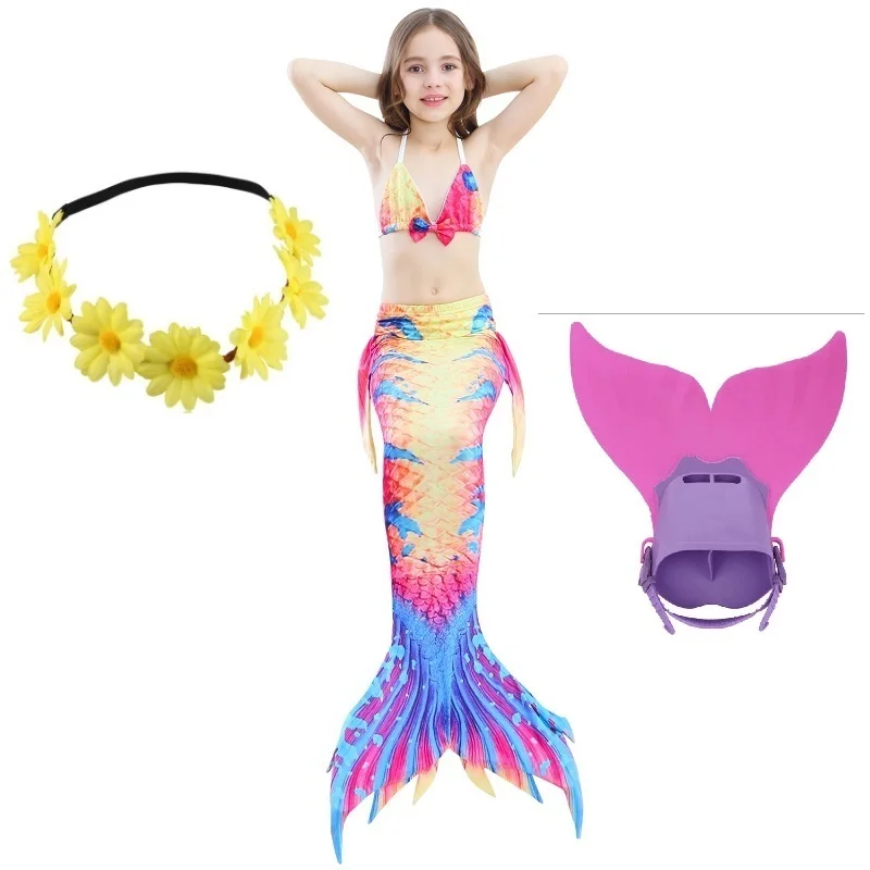 Купальный костюм для девочек 4 шт./компл. хвост русалки с моноластами детский