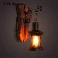 american retro corridor coffee restaurant network bedside study candlestick glass solid wood decorative wall lamp