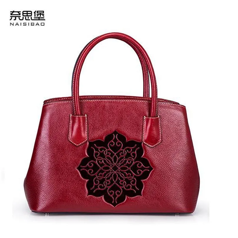 Nai SibaoLeather сумка женская 2018 новая убийца кожаная ретро тисненая плетеная на плечо