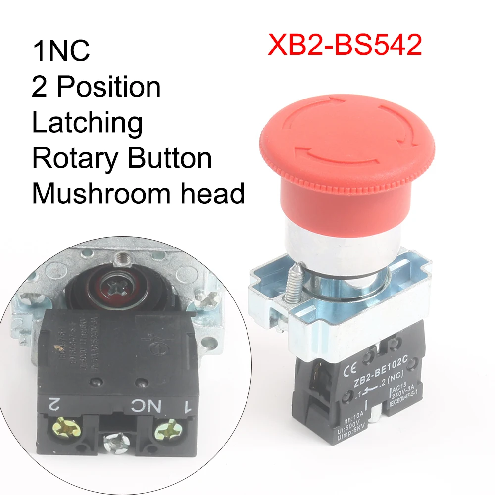 XB2-BS142 BS145 BS442 BS542 1NC/1NO1NC ключ аварийной остановки поворотный кнопочный переключатель 2 положения блокировка/Мгновенный замок/сброс
