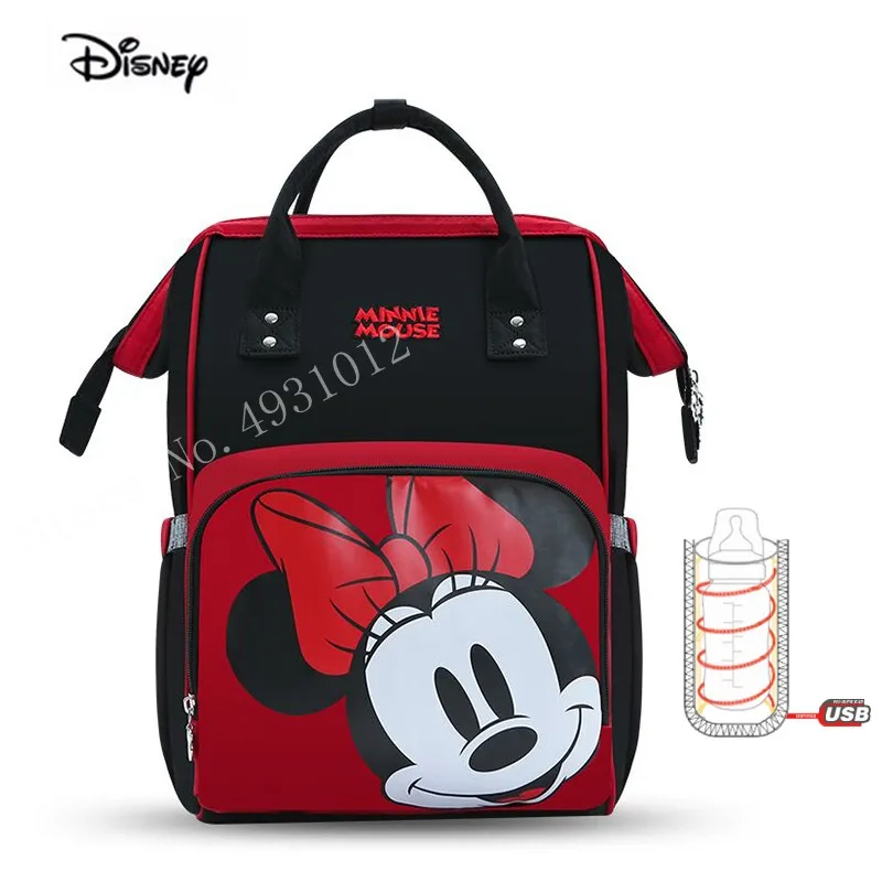 Disney Мумия сумка для женщин Многофункциональный подгузник ребенок USB бутылка изоляция мешок для беременных большой емкости пеленки рюкзак розовый