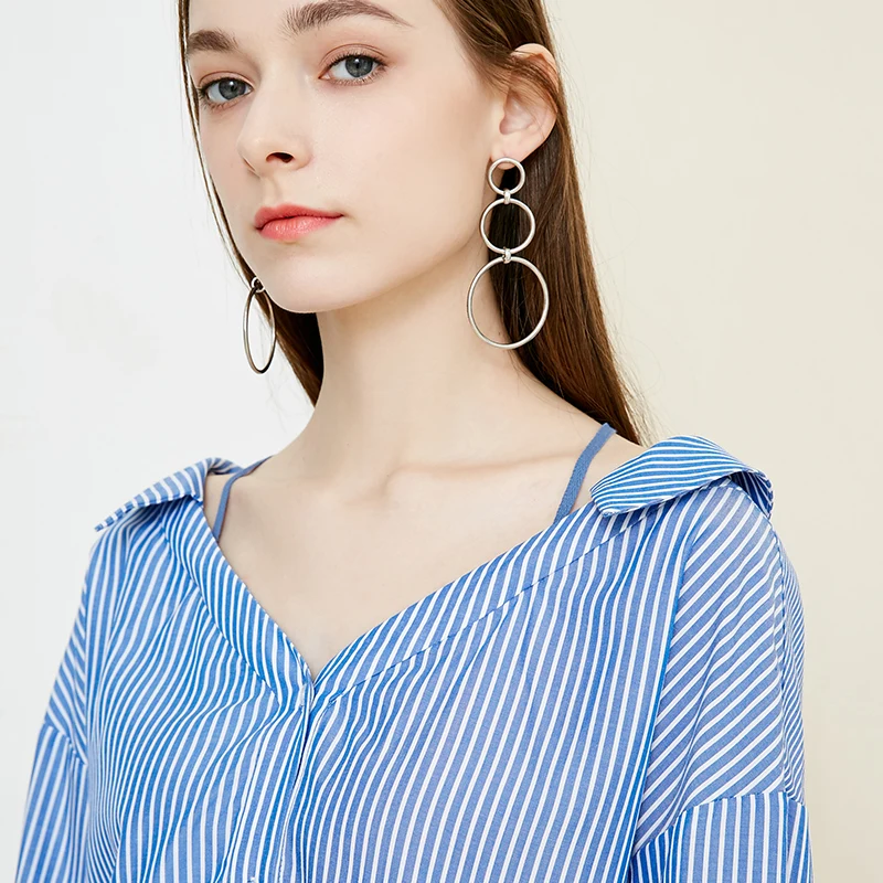 Vero Moda женская рубашка со шнуровкой и воротником в полоску с рукавами 3/4 | 318331525