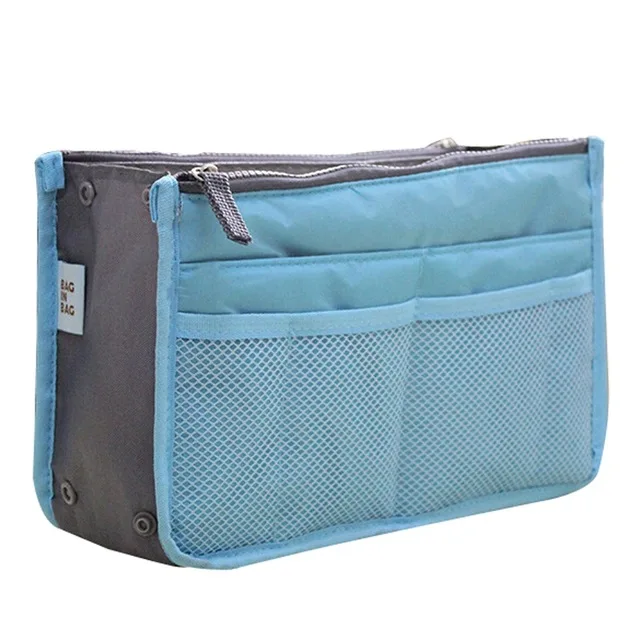 Travel Organizer Portable Beauty Pouch Functional Bag Toiletry Make Up Makeup Organizers Phone Bag Makeup BagCaseCosmetic Bag - Color: Sky blue