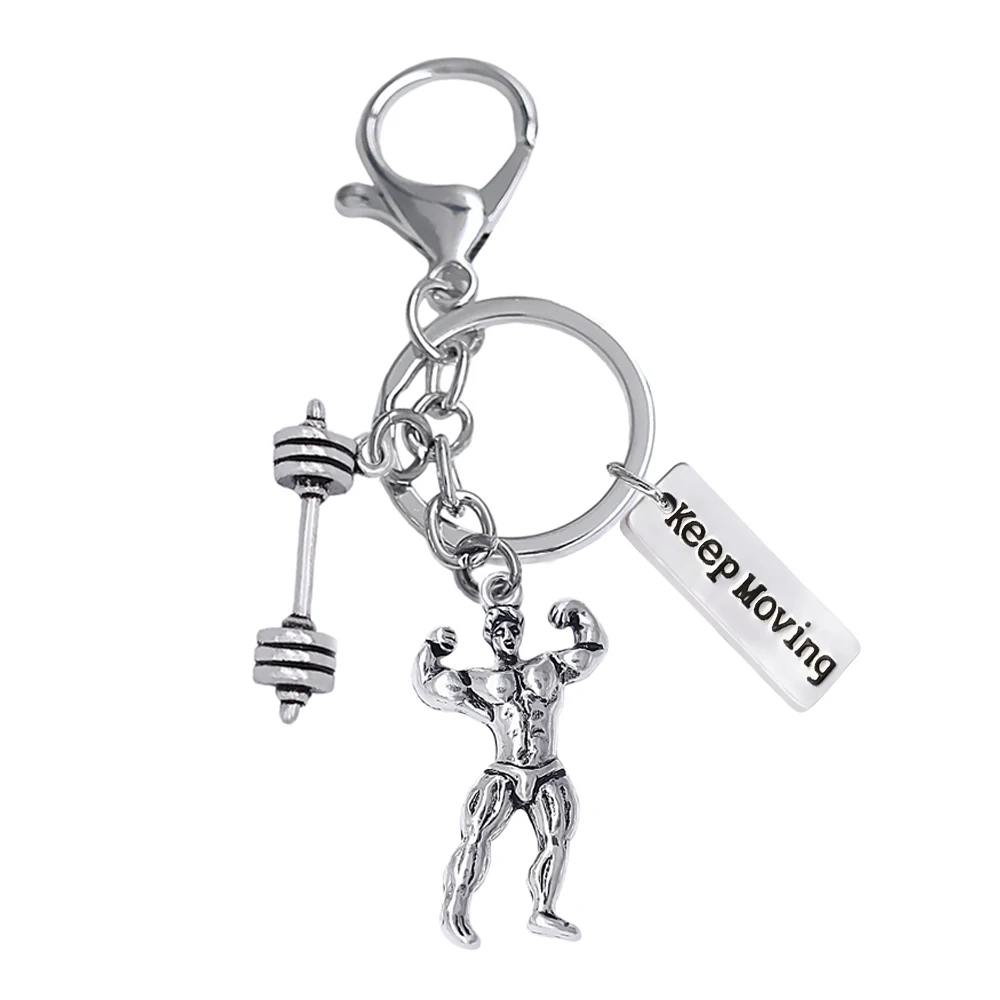 Популярная фитнес-брелок 3D металлическая штанга брелок подходит для