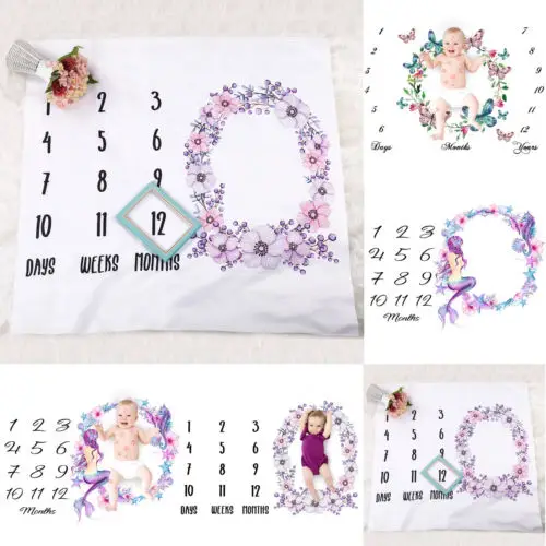 Мягкое хлопковое одеяло для новорожденных младенцев с цветочным принтом коврик