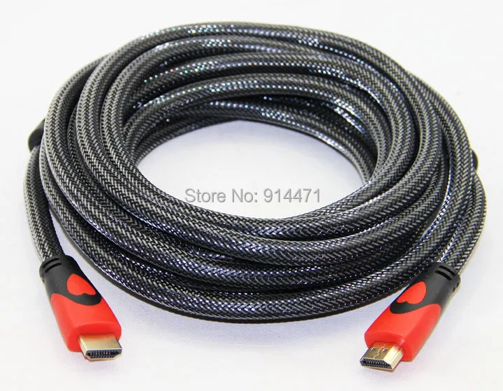 Нейлоновый Плетеный позолоченный кабель HDMI папа-папа V1.4 1080P 3D Чистый медный сердечник кабель 1,5 м 3 м 5 м 10 м