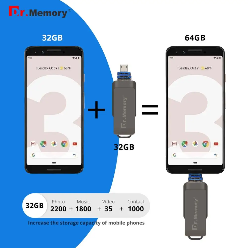 OTG USB флеш накопитель 64 Гб 3 0 для iPhone/iPad/IOS/Android/ПК ГБ 32 16 8 металлическая Флешка