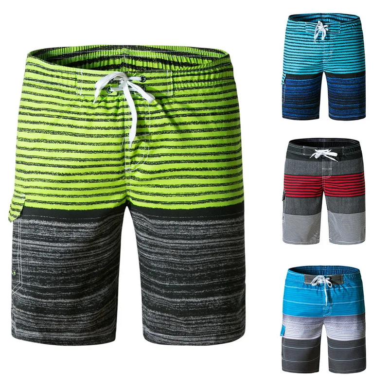 HEFLASHOR 2019 Fashion Male Beachwear Striped Printed Beach Shorts Men Swim Trunks Quick Dry Board With Mesh Lining Soft | Мужская