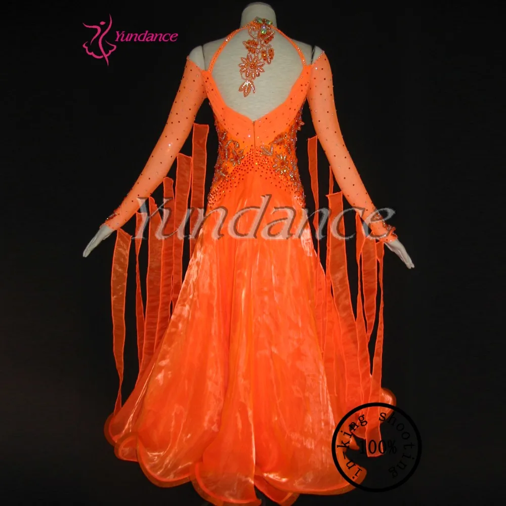 

2016 Orange Gorgeous Waltz Tango Ballroom Dance Dress For Woman B-1175