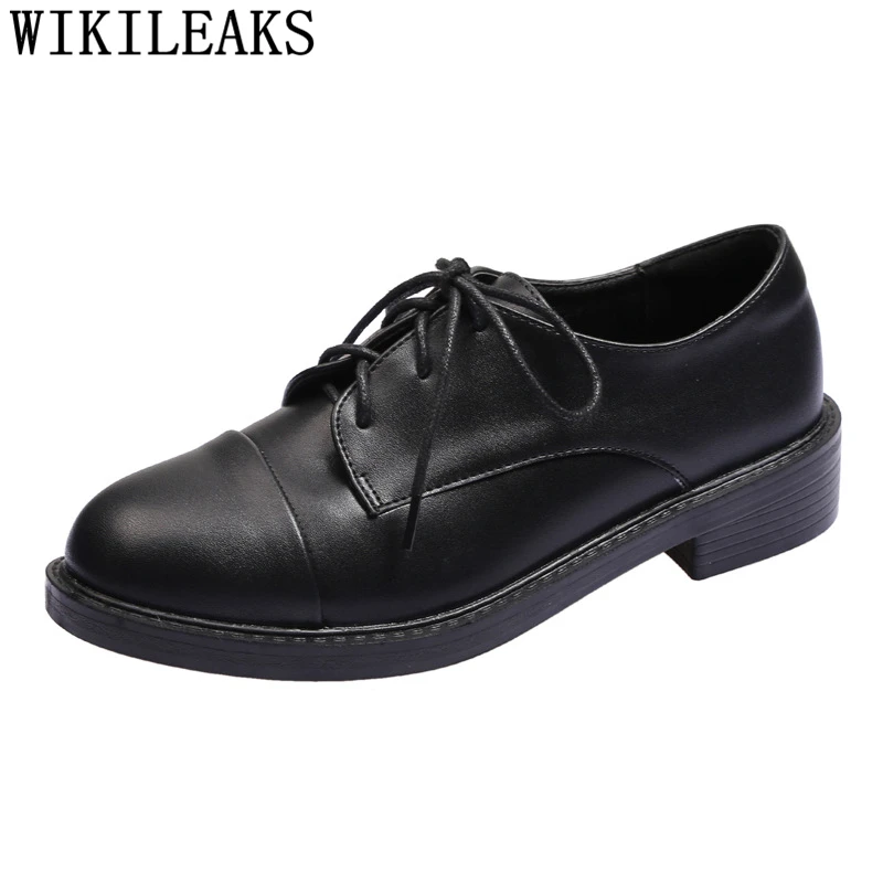 

Fashion Oxford Shoes For Women Black Leather Shoes Women Mocassim Feminino Korean Style Women Creepers Zapatos De Mujer Ayakkabi