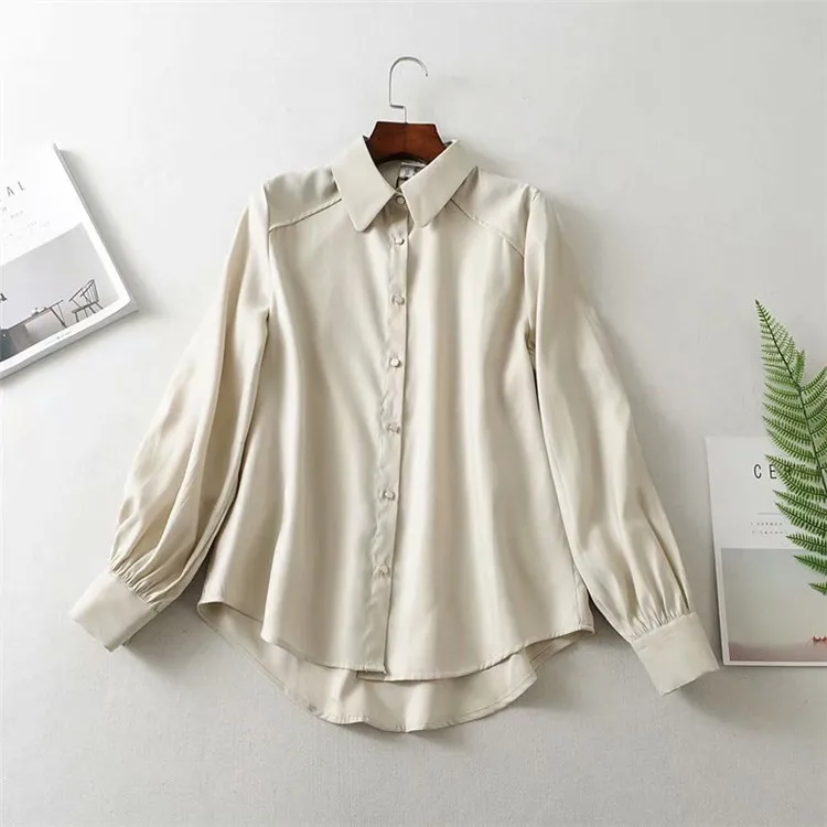 2019 Korean spring new women's fashion long sleeve lapels bright front short back shirt jacket | Женская одежда