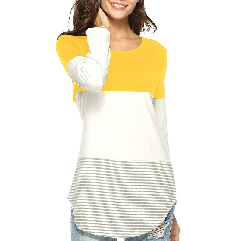 Новая Женская туника с круглым вырезом и цветным блоком сзади топы футболки