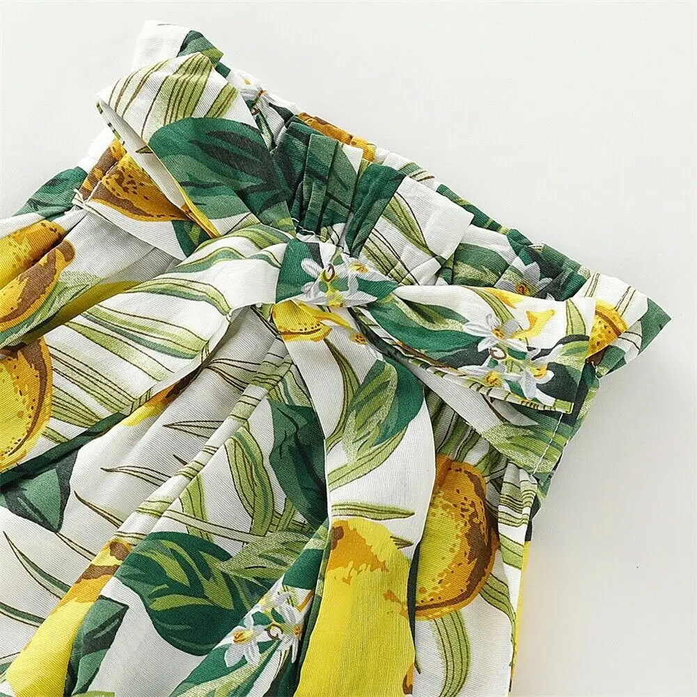 Летняя одежда для новорожденных 2 шт. желтая футболка + длинные брюки с