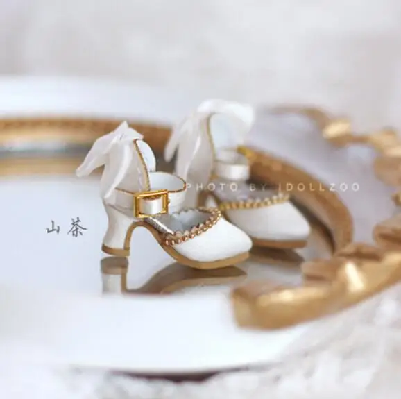 white 1 пара туфель на высоком каблуке для кукол blyth; модная обувь с бантом; ob11; аксессуары для туфель; azone, Momoko, Jerryberry 1/6 Doll - Цвет: white