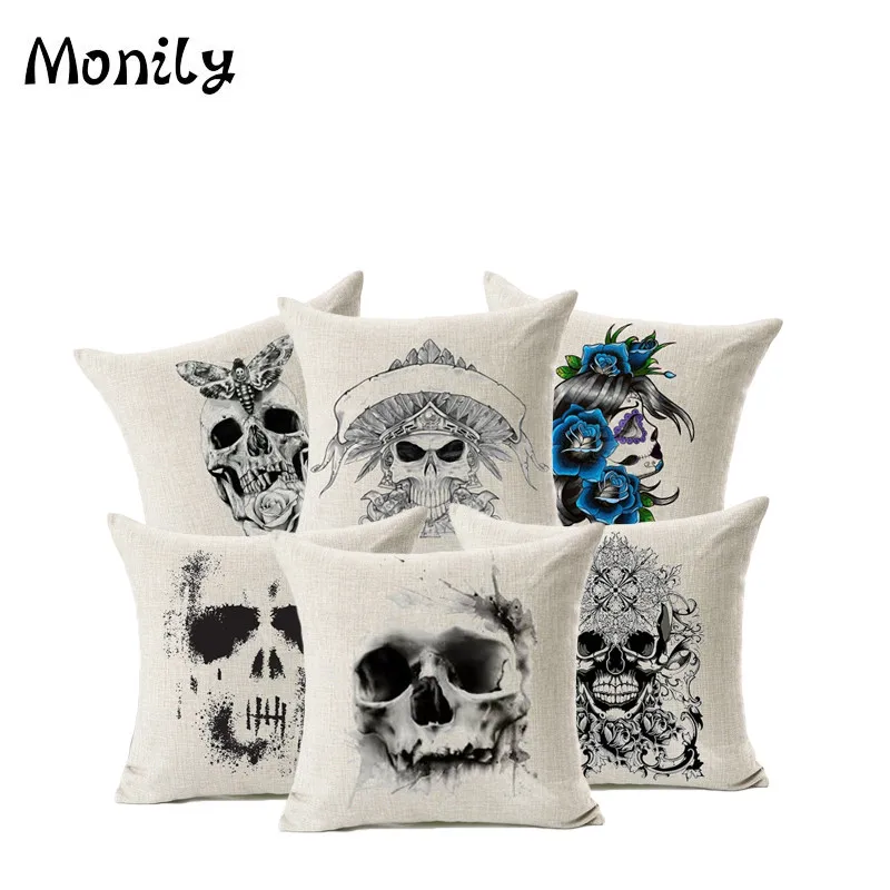 Наволочка на подушку в стиле День мертвых Мехико Простой Чехол с черепом из