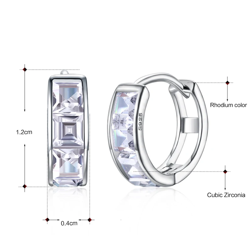 New arrival S925 silver 12mm Hoop Earrings for girls setting white cz earrings round fashion body jewelry Free drop shipping