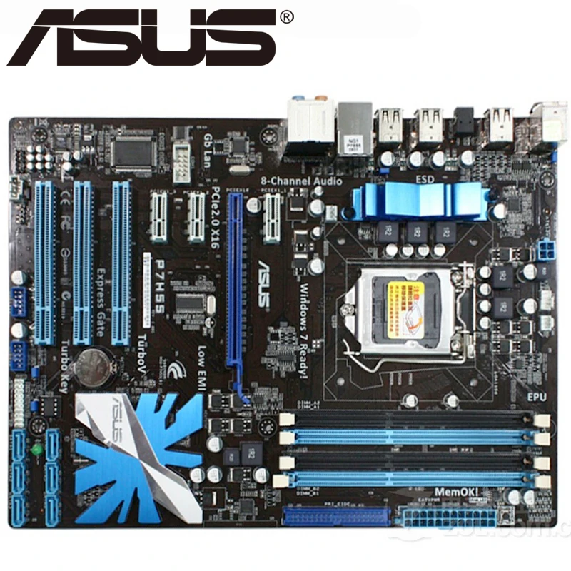 Настольная Материнская плата Asus P7H55 H55 разъем LGA 1156 i3 i5 i7 DDR3 16 ГБ ATX UEFI BIOS