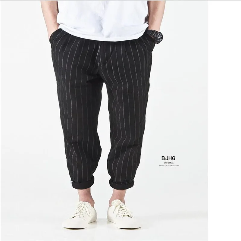 

2019 New Spring Mens Joggers Loose Harem Black Pants Strip Pants British Fashion Style Trousers Chandal Hombre A3063
