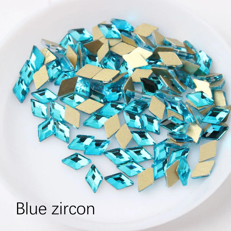 Blue zircon Новинка, распродажа, Стразы для ногтей с ромбовидным узором, 4X6,5 мм, 30 шт./100 шт., стразы с плоской задней поверхностью для 3D украшения ногтей - Цвет: Blue zircon