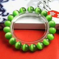 natural crystal quartz elastic chrysoberyl olive green cats eye stones bead loose round bracelet for jewelry bangles 12mm