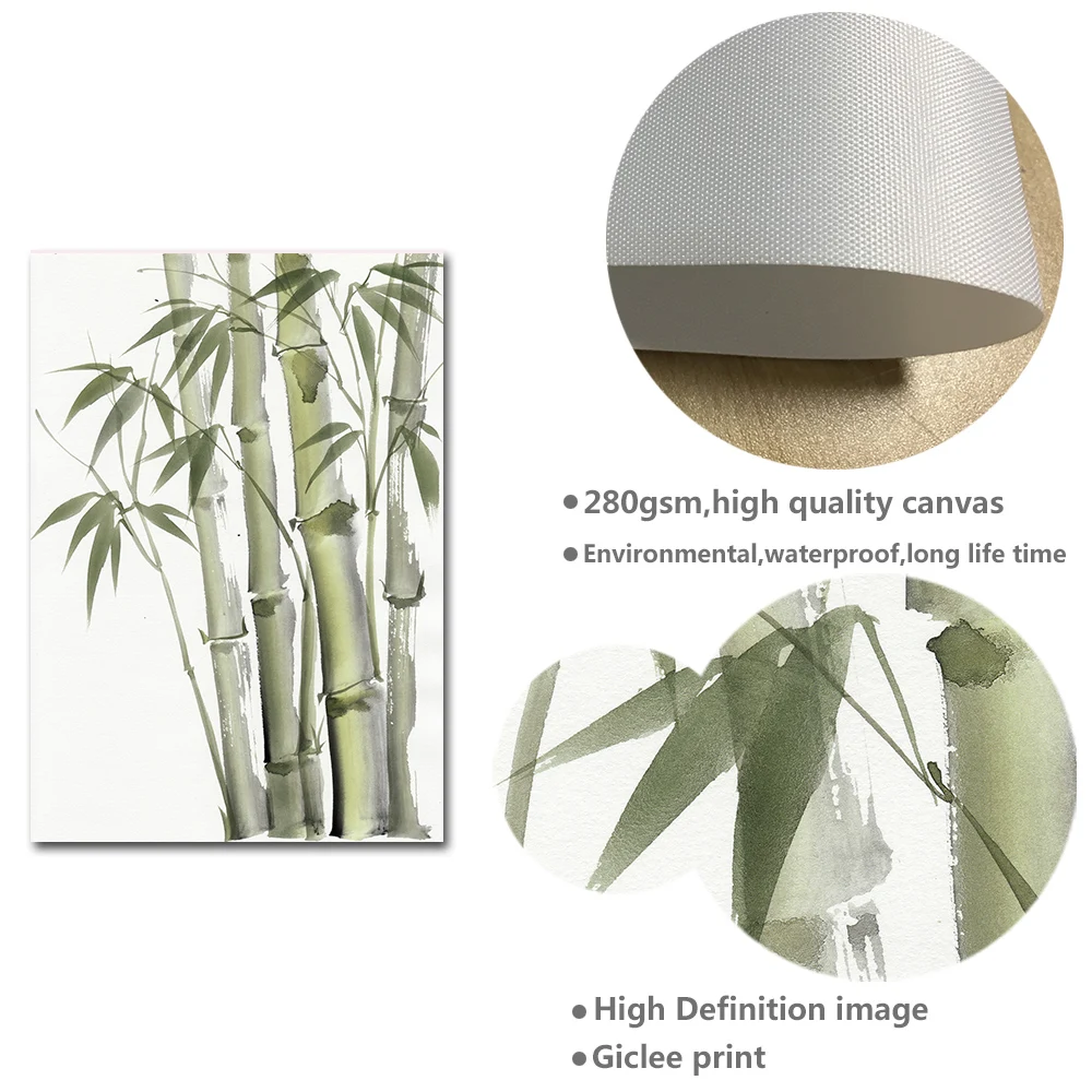 Chinese Style Watercolor Bamboo Wall Poster Zen Modern Canvas Art Print Painting Contemporary Home Office Decoration Picture | Дом и сад