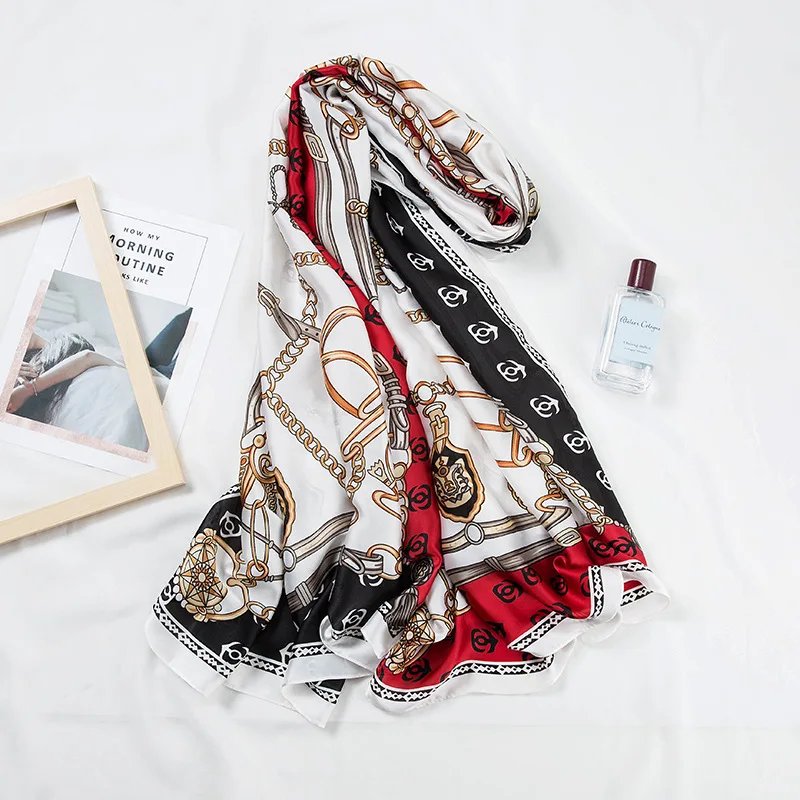 Fashion Beach Shawls Scavesf For Women Printed Silk Neck Scarfs Female 180*90cm Long Stole Neckerchief Scarves For Ladies
