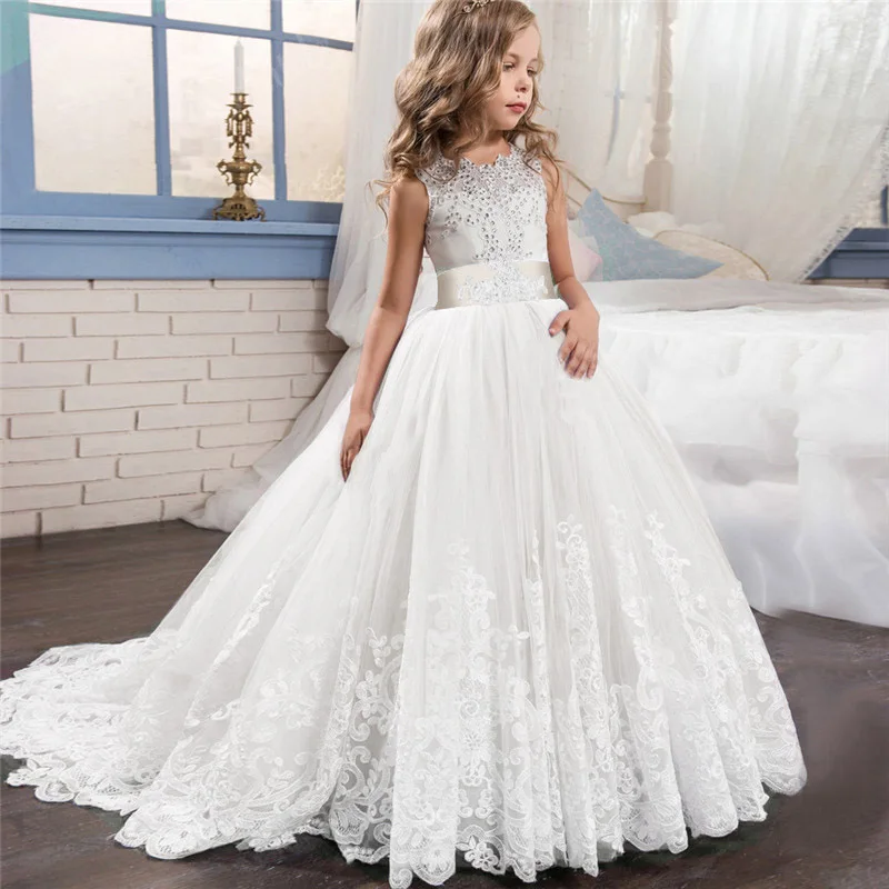 High Quality Summer Flower Girl Dress Children's Child Clothes Princess Costume Party Baby Wedding Vestido Comunion | Детская одежда