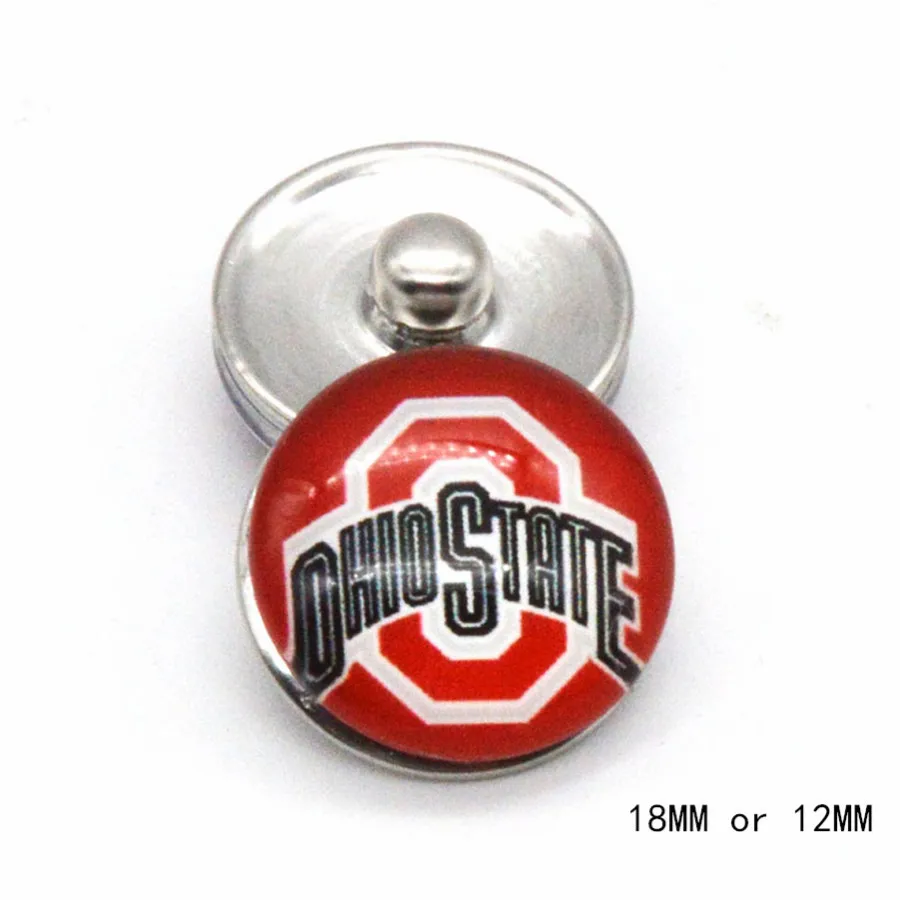 Ohio State Университет Национальная организация студенческого спорта Спорт стеклянные пуговицы 18 мм 12 мм подходящие защелки, Bracelet& Bangle, Для мужчин wo Для мужчин DIY Кнопка оснастка ювелирной - Окраска металла: 12MM